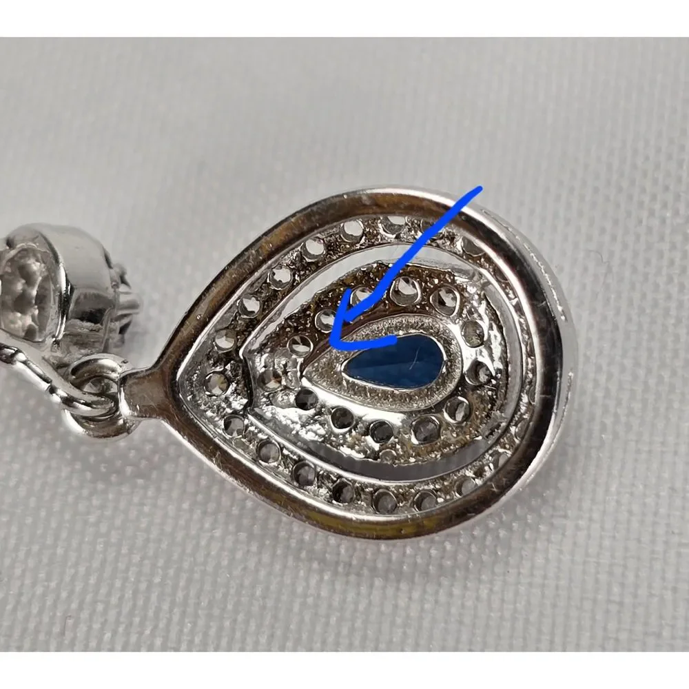 Sparkling‎ Blue and Clear Stone Teardrop Earrings & Pendant Set